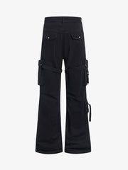 Multi-Pocket Cargo Flared Pants