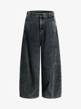 Washed Dirty Dyed Pleated Barrel Jeans