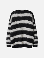 Badge Striped Ripped Sweater