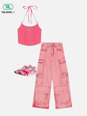 Barbiecore Cargo Jeans