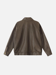Basic Pocket Faux Leather Jacket