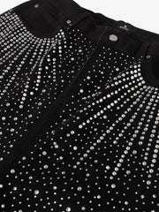 Retro Denim Full Rhinestone Design Baggy Jeans