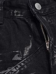 Heavily Washed Star Diamond Flared Jeans