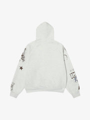 Street Retro Cat Graffiti Hooded Zipper Sweatshirt