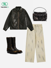 Butterfly Faux Leather Jacket