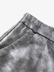 Retro Silver Loose Metallic Straight Pants