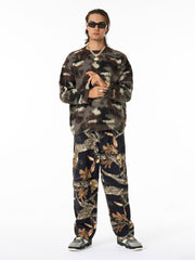 Vintage Washed Distressed Leaf Camouflage Jeans