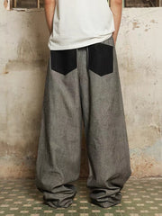 Distressed Reverse Design Large Pocket Printed Jeans