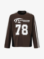 Jersey Digital Print Colorblock Long-Sleeved T-Shirt