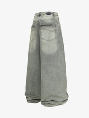 Retro Denim Rhinestone Striped Baggy Jeans