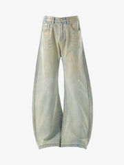Painted Washed Old Machete Mopping Jeans