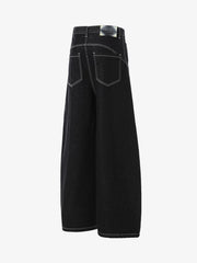 Vintage Contrast Stitch Button-Up Scimitar Jeans