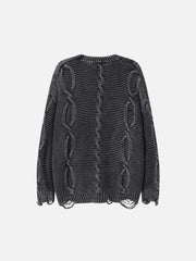 Cable Knit Ripped Sweater