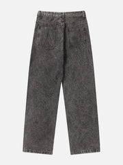 Cambered Patchwork Straight-Leg Jeans