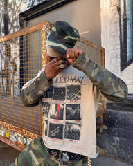 Jersey Distressed Camouflage Faux Two-Piece Graphic T-Shirt
