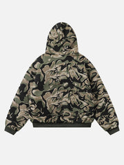 Camouflage Fur Zipper Hoodie
