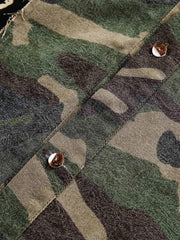Camouflage Patchwork Print Letter Short Sleeve Shirt