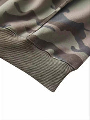 Camouflage Sequin Letter Pattern Zipper Hoodie