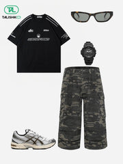 Camouflage Wrinkle Longline Jorts