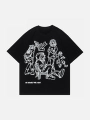 Cartoon Line Character Print Tee
