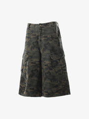 Vintage Washed Camouflage Machete Wide Leg Cargo Shorts