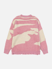 Color Block Letter Jacquard Sweater