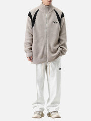 Color Block Zipper Sweater Jacket