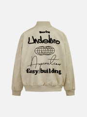 Contrast Color Embroidery Bomber Jacket