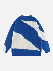 Contrast Irregular Design Knit Sweater