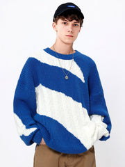 Contrast Irregular Design Knit Sweater