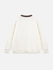 Contrast Paneled Embroidery Sweatshirt