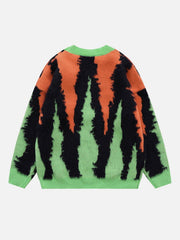 Contrast Zebra Plush Print Sweater