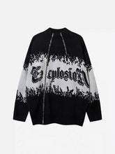 Asymmetric Jacquard Stitching With Two-Way Zipper Sweater