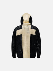 Cross Jacquard Full Zipper Hooded Jacket