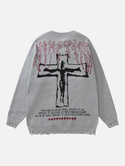 "Cross & Lie" Graphic Sweater