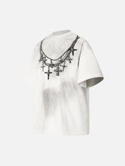Cross Necklace Graphic T-Shirt