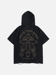 Crossprint Washed Hooded Tee