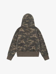 Camouflage Cardigan Utility Zip Up Fur Hooded Jacket