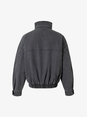 Vintage Washed Distressed Deconstructed High Collar Jacket