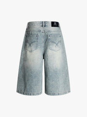 Distressed Washed Ripped Denim Jort