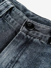 Washed Dirty Dyed Pleated Barrel Jeans