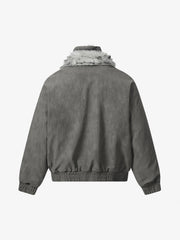 Vintage Dual-layer Collar Fleece-lined Zipper Jacket