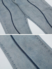Dark Color Curve Patchwork Jeans