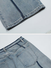 Dark Color Curve Patchwork Jeans
