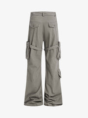 Multi-Pocket Cargo Flared Pants