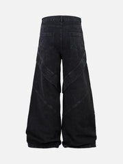 Deconstructed Split Pleated Pocket Cargo Jeans