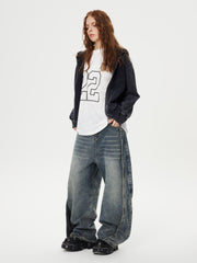 Deconstruction Patchwork Washed Loose Jeans
