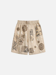 Desert Graffiti Print Shorts