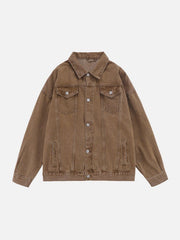 Detachable Hood Solid Denim Jacket