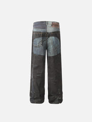 Digital 3D Printed Fake Two Pair Jeans